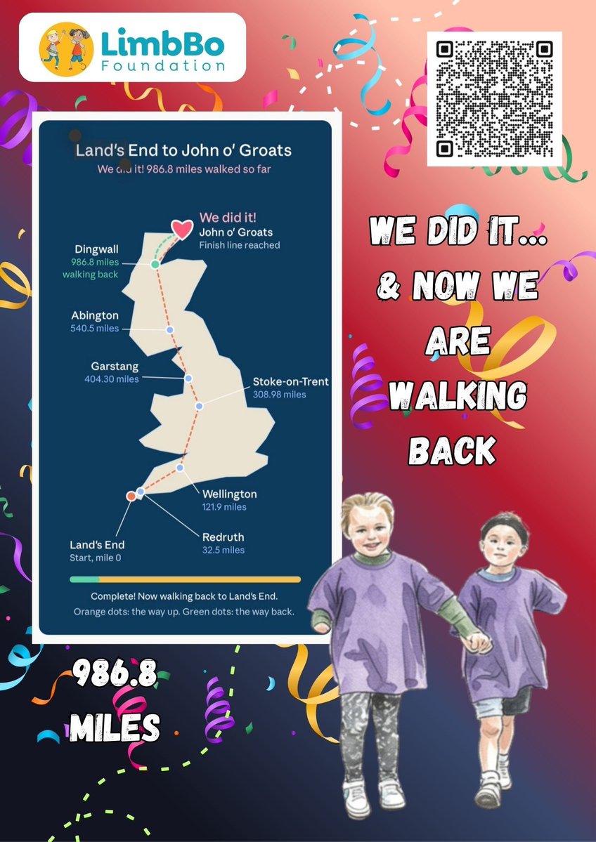 Amaze_Lab's tweet photo. Team LimbBo Foundation UK have only gone and smashed the Land’s End to John O’Groats challenge!! 🥳🙌🏻🥾🏃🏼‍♀️🦾 In fact we’ve decided to walk all the way back! 
Please do sponsor us if you are to, thank you so much 😃

https://t.co/EREH2tuqfZ https://t.co/hN967BjmS0