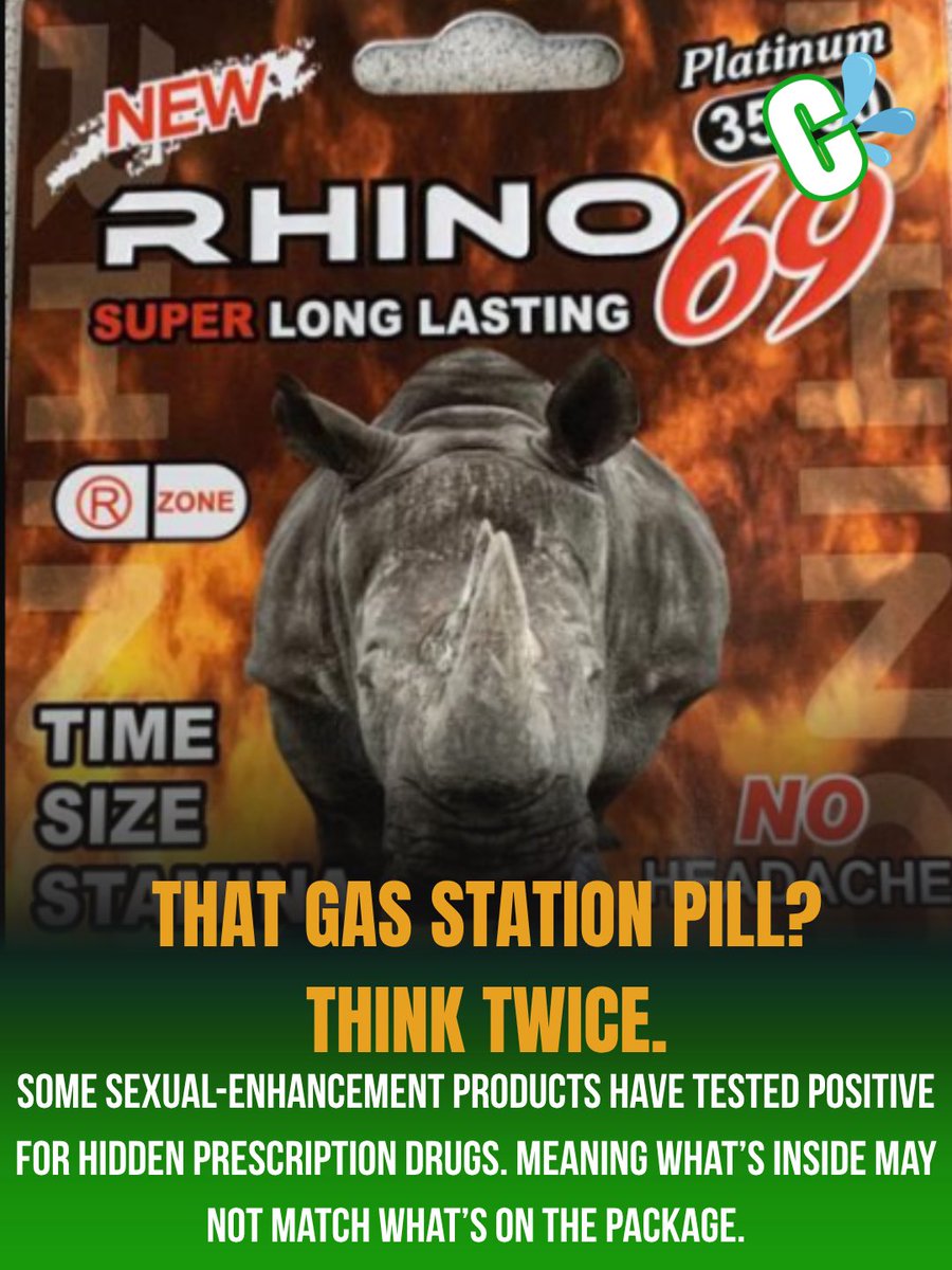 comeagainthepod's tweet photo. That gas-station sex pill might come with more than you bargained for. 😭

Some sexual-enhancement products have been found with hidden prescription drugs that aren’t listed on the label.

Maybe we don’t buy our erections next to the scratch-offs? 👀 https://t.co/DCkbUyuVCz