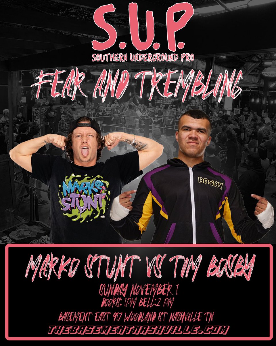 sup_graps's tweet photo. 2 matches announced so far! 

We don’t think its out of the question to say these could be the best matches in the country. Hope you’ll join us in the basement east for Sundays at SUP! https://t.co/zegVwS3tus