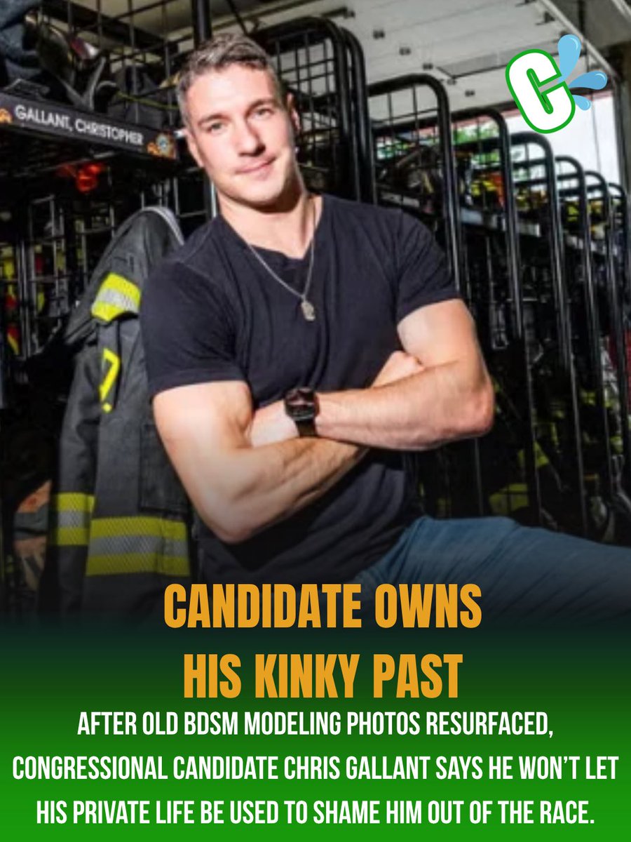 comeagainthepod's tweet photo. Congressional candidate Chris Gallant’s old BDSM modeling photos resurfaced and instead of running from them, he basically said: Yep. That’s me. 😭

His position? Consensual adult kink shouldn’t disqualify someone from public office.

Would it change YOUR vote? https://t.co/omePTL4te4