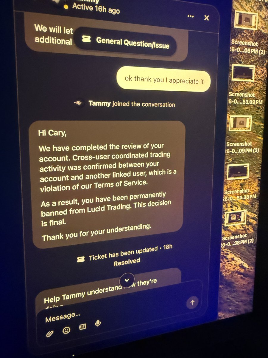 Jetlag_offical's tweet photo. @PropFirmsGuru please help me Lucid Trading literally just scammed me I have five accounts two were eligible for payout my KIC and everything was fine and they just decided to remove all my accounts without any explanation https://t.co/CD4HayyHVx