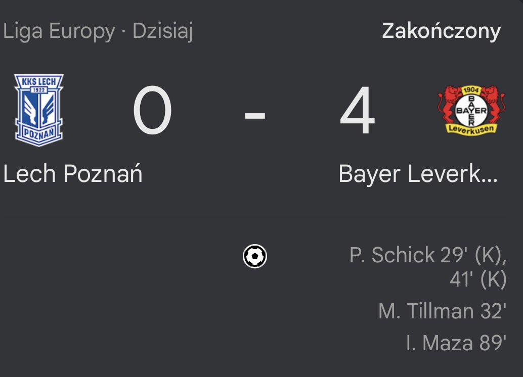 KamilS13997743's tweet photo. 2 kolejka LE 2026/27
Lech Poznań przegrywa z Bayerem Leverkusen 0:4. Niemcy dziś przejechali się po Mistrzu Polski. Aż dwa rzuty karne w pierwszej połowie. Sytuacja Lecha po dwóch meczach bardzo zła. Czekamy na poprawę.
#LPOBAY @EuropaLeague https://t.co/vGHoBM8iri