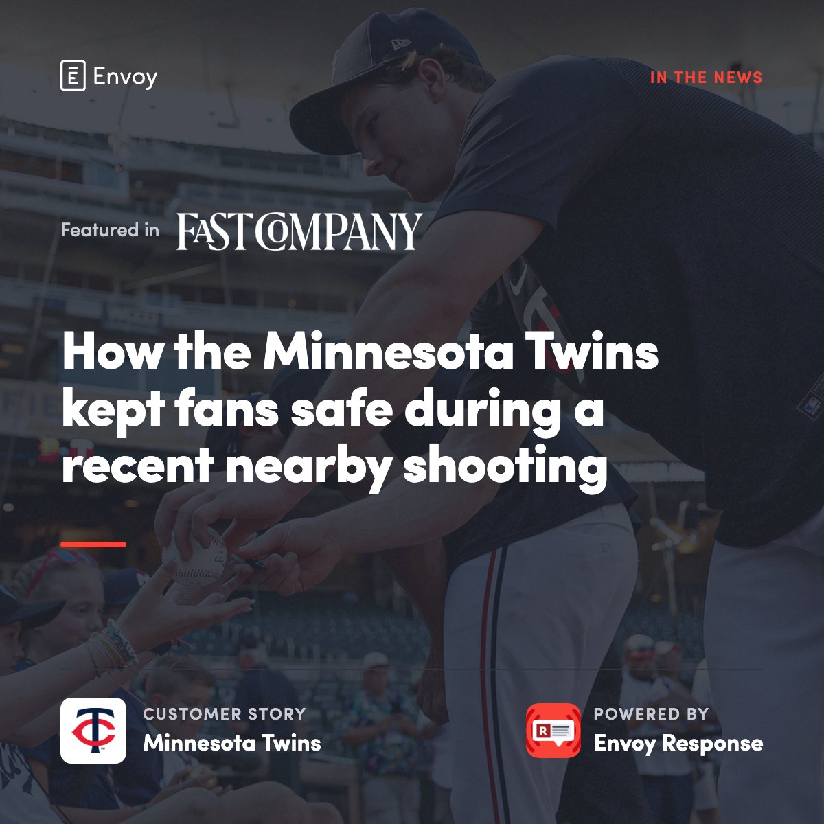 envoy's tweet photo. A stadium’s security plan goes beyond the gates.

When a shooting occurred near Target Field, the Minnesota @Twins used Envoy Response to notify ~500 employees in about 2 minutes.

@FastCompany shares how the team kept people informed: 

 https://t.co/5LNV8AyMd4 https://t.co/6DlmO76NKd