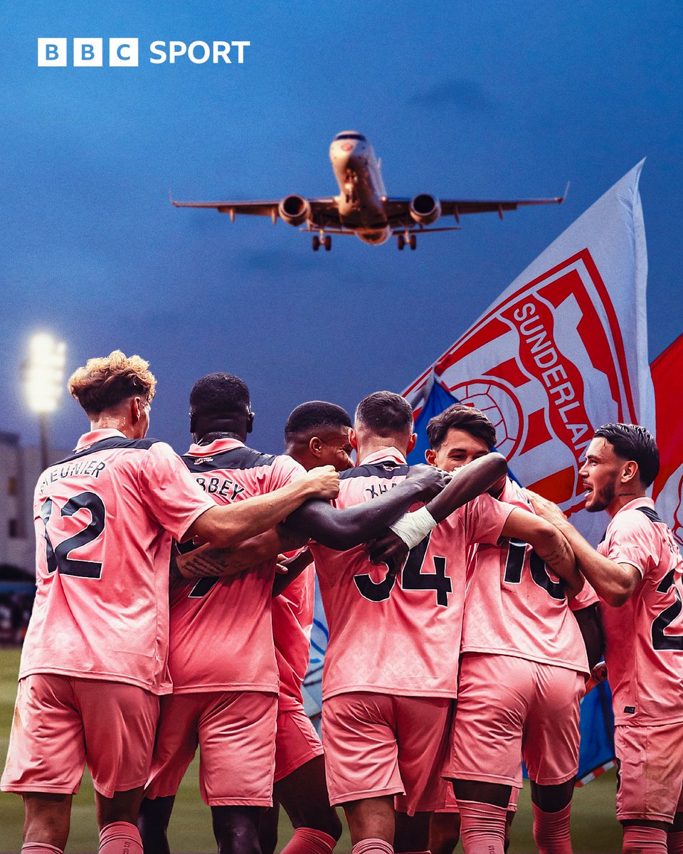 BBCMOTD's tweet photo. 1973 ⏩ 2026. Sunderland get the win on their first away trip in a major European competition in 53 years 🤩

They came from behind in the Europa League to beat Torreense 2-1 thanks to Noah Sadiki's 93rd-minute winner! https://t.co/NIbJNS4Kh2