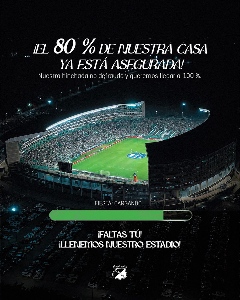 DeportivoCaliCP's tweet photo. ¡𝐍𝐮𝐞𝐬𝐭𝐫𝐚 𝐡𝐢𝐧𝐜𝐡𝐚𝐝𝐚 𝐞𝐬 𝐧𝐮𝐞𝐬𝐭𝐫𝐨 𝐎𝐑𝐆𝐔𝐋𝐋𝐎! 🤩🏟️

El templo está listo para la fiesta monumental, hagamos de ‘Palmafiesta’ un fortín. 💚

🎟️ https://t.co/kTlU00blBj https://t.co/0TwEeB31KQ