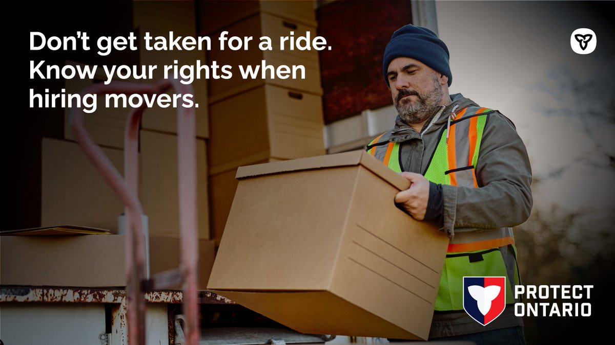 ONconsumer's tweet photo. Before hiring a mover in Ontario, ask the right questions, get written estimates and know your rights under the Consumer Protection Act.
📋 Movers can't charge more than 10% above the estimate or hold your items for extra payment.
🔍 Learn more: https://t.co/wpDO0G607I https://t.co/LOU2OBetY0