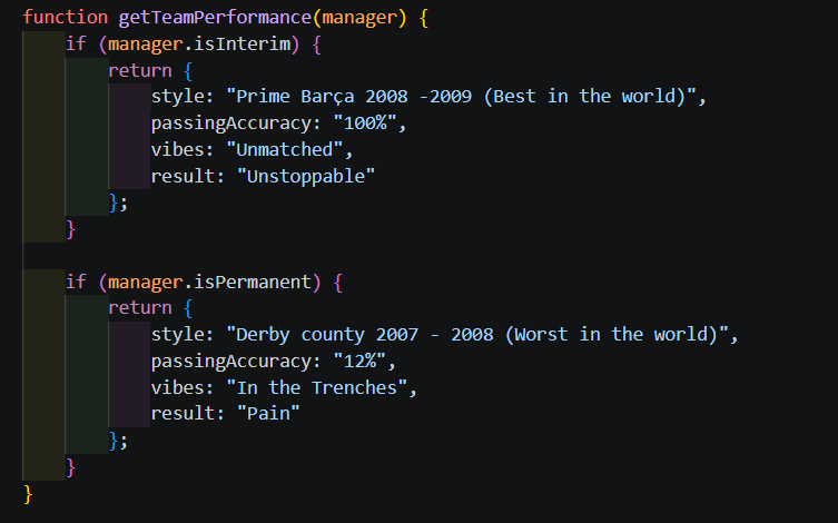 codeoldtrafford's tweet photo. Had to map Manchester United performance logic out in Javascript and these feels so accurate....
Fellow software engineers, how do we refractor this code to work properly on permanent managers??😭

@ManUtd #MUFC #DevCommunity #Javascript.. https://t.co/997ovjjyAl