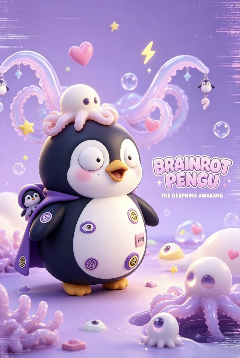 BrainRotPengu_'s tweet photo. Looks like a harmless plush toy… until the tentacles peek out. No serious thoughts, only cosmic silly vibes. #BrainRotPengu https://t.co/2nD8gWzmQf