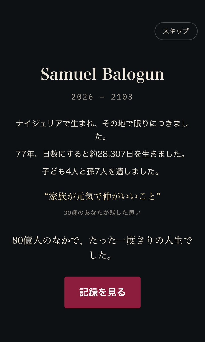 ceb_chan's tweet photo. 覚えておきたい瞬間、43歳：「Chukwudiが、誕生日プレゼントだと言って、長いあいだ貯めたお小遣いで買ったものを渡してくれました」
ナイジェリア・ラゴスのごく普通の家庭に男の子として生まれた。
引退したあと、77歳のとき糖尿病の合併症で世を去った。
#80億分の1 https://t.co/znRnJztmpm https://t.co/THUOag49cV