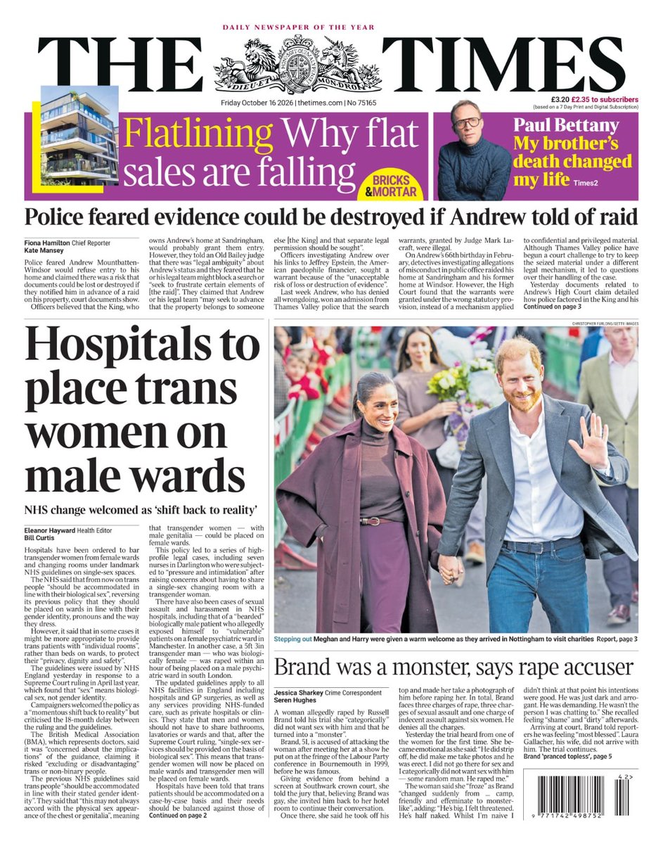 CConcern's tweet photo. Two Christian Legal Centre cases on the front page of The Times tomorrow. 

Darlington nurses and the shocking case of Dr A and men being allowed onto female psychiatric wards. 

https://t.co/pRs2t17ObY

https://t.co/Ao9ogprvhI https://t.co/hAy3qEZBch