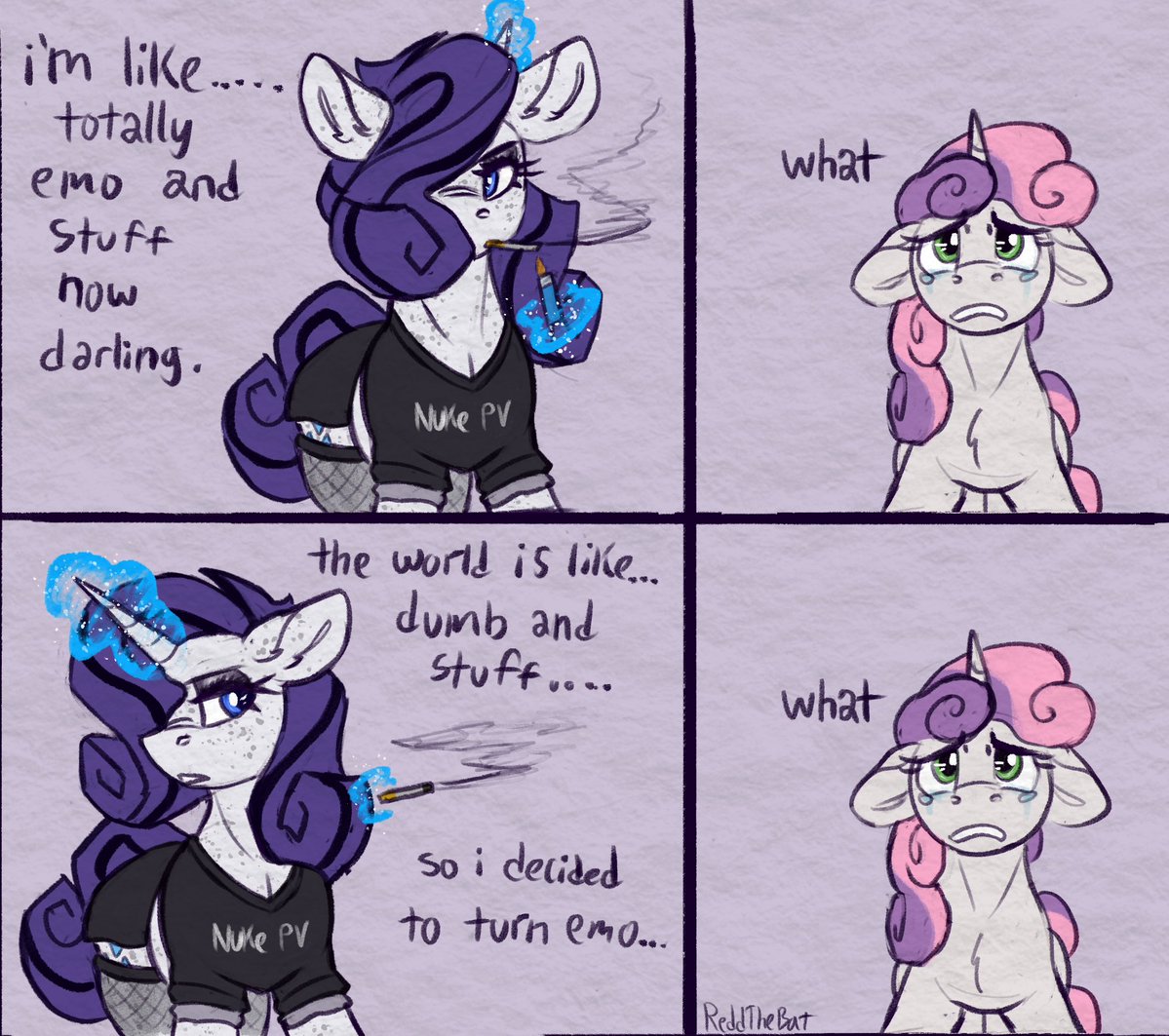 ReddTheBat's tweet photo. Rarity is on her emo arc now. https://t.co/QbBDr8SBPe