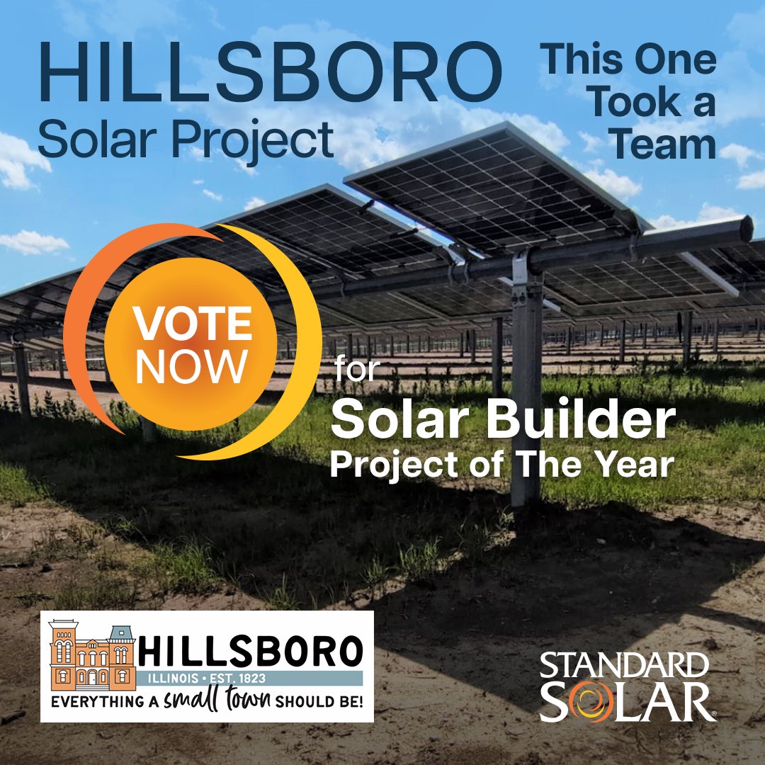 StandardSolar's tweet photo. A former industrial site. A new purpose. ☀️

Standard Solar's 6.9 MW Hillsboro Solar Project is a Solar Builder Project of the Year finalist.

Vote for Hillsboro in the 1 MW–10 MW category by Oct. 16.
https://t.co/BnRDICvkKu

Voting closes TOMORROW - Oct. 16 at midnight ET. https://t.co/D5BEzMfKkc