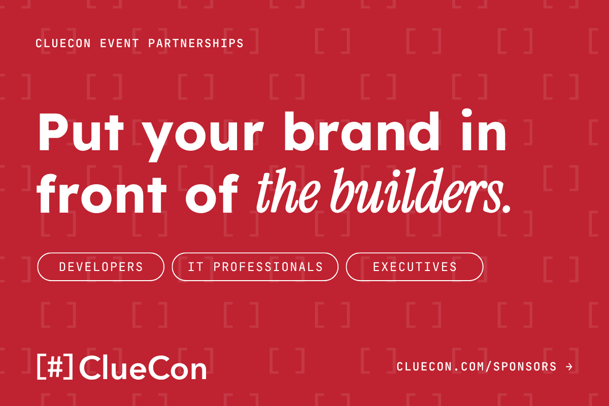freeswitch's tweet photo. Put your brand in front of the engineers building the future of real-time comms and AI. ClueCon Event Partnerships come in three tiers: 16-bit ($6K), 32-bit ($15K), 64-bit ($25K), plus à la carte add-ons. Explore them here: https://t.co/0vFVqXa16K https://t.co/Ji9Oa3CmHA