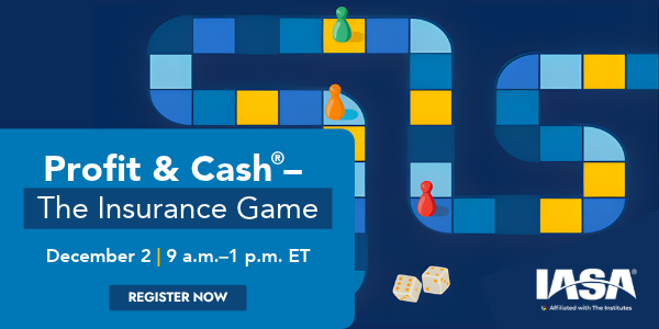 IASAINC's tweet photo. What happens when you turn insurance finance into an interactive game? Experience it during IASA’s Profit &amp; Cash® – The Insurance Game, December 2. Explore financial reporting, cash flow, profitability, and more. https://t.co/mTnFTByQaZ
#InsuranceFinance #CPE https://t.co/aSckQ1G145
