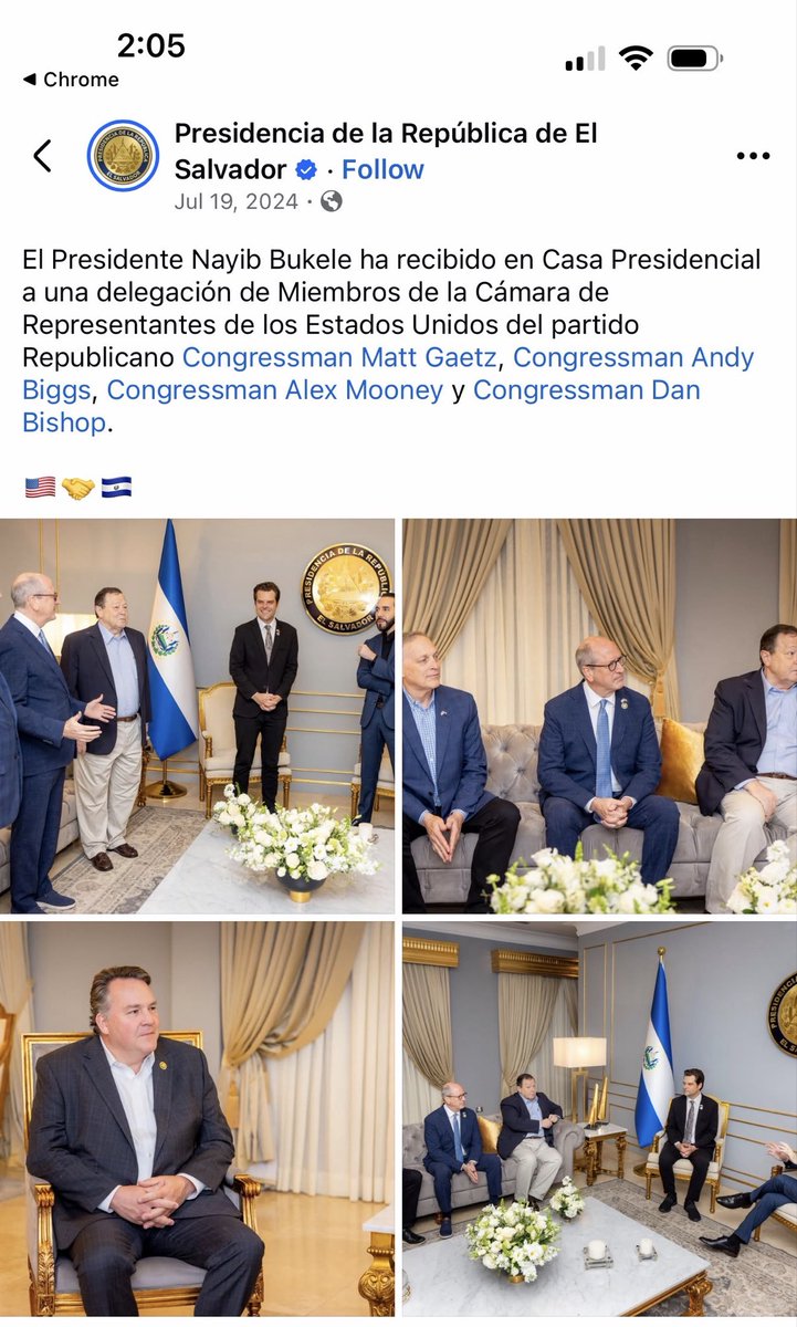 LaBayuNcadaCyan's tweet photo. Los grandes amigos de @nayibbukele.

Matt Gaetz,acusado de tráfico s3xual de menores.

De tan amigos que son, que hasta le dio trabajo a la esposa en una institución nacional.

El Salvador Renace 🇳🇮 https://t.co/YY2IwGmHSf