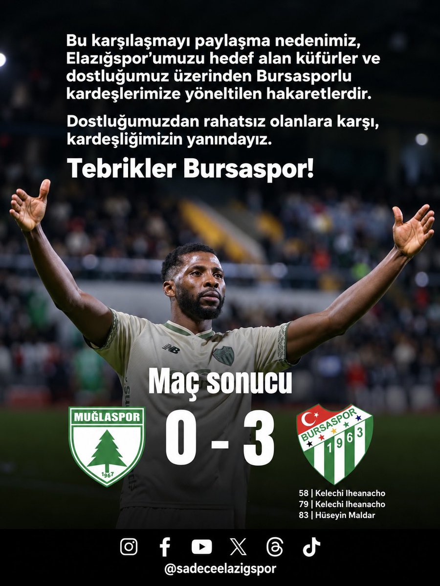 SEP_Elazigspor's tweet photo. Elazığspor’umuzu hedef alan küfürler ve dostluğumuz üzerinden Bursasporlu kardeşlerimize yöneltilen hakaretleri kınıyoruz. Dostluğumuzdan rahatsız olanlara karşı, kardeşliğimizin yanındayız. Tebrikler Bursaspor! https://t.co/VrfC0qrB6y