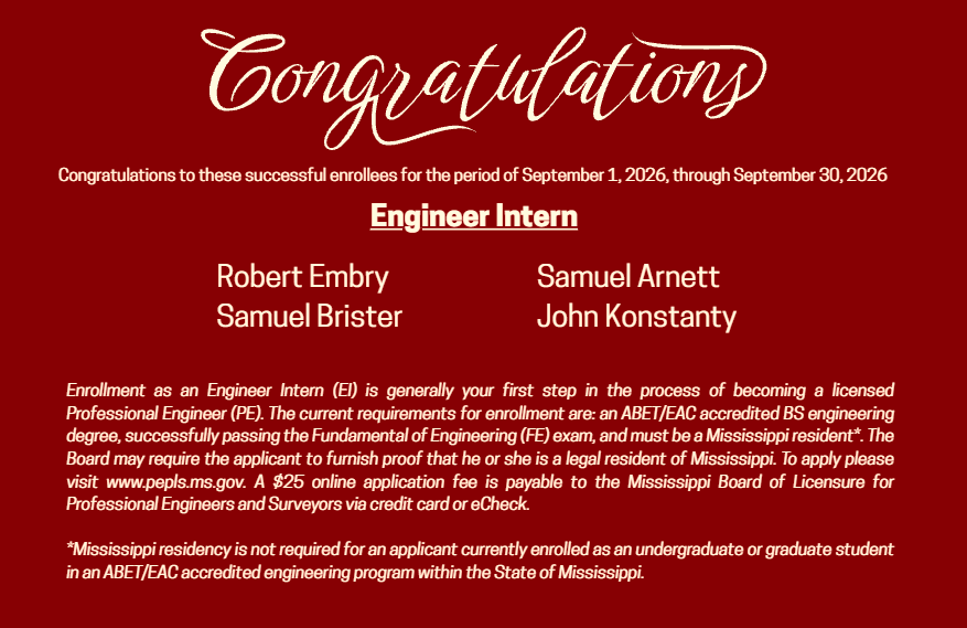PeplsM's tweet photo. Congratulations to these newly enrolled #EngineerInterns! We see you and look forward to your future #PE licensure. Learn more about the #enrollment process at the link below:
https://t.co/L0TvHvHW9m https://t.co/N29GPxfaO9