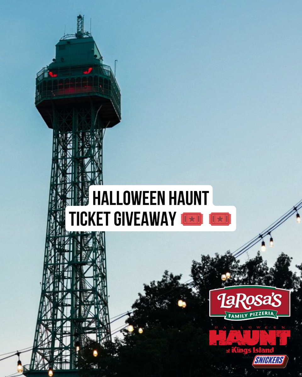 larosasofficial's tweet photo. It's spooky season! 👻 And we're giving three lucky followers each a pair of tickets to Halloween Haunt @KingsIslandPR! 🎟️ 🎟️ Reply with your LaRosa's at Kings Island love and make sure you're following us for a chance to win! 🍕

One entry per person per platform. We will notify  winners by replying to their comments from our official account. Ends at 11:59 PM Sunday, October 18, 2026. Must be a resident of OH, IN, or KY and 18+ to enter. No purchase necessary. This giveaway is in no way sponsored, endorsed, administered by, or affiliated with X.