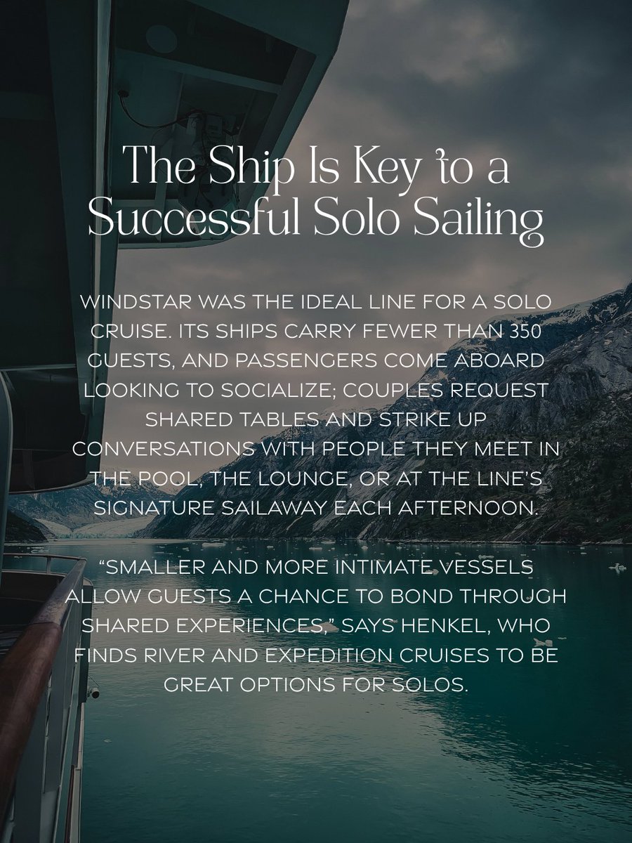 LuxuryTAmag's tweet photo. Solo cruise travel is trending, but that doesn’t make it less intimidating. 

Read more:  https://t.co/phg2BCElKJ https://t.co/DL5V4brj77
