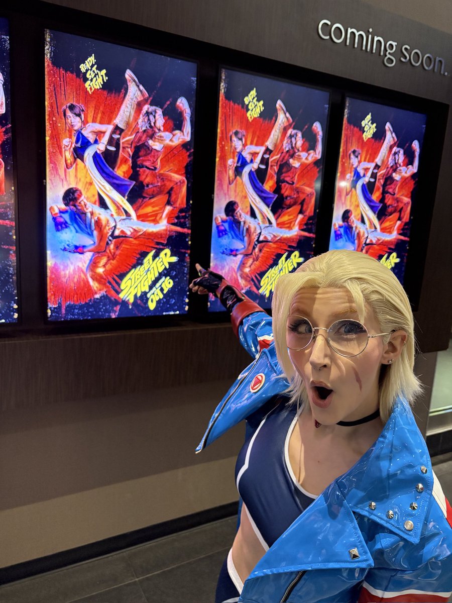 purrblind's tweet photo. I was invited to the advanced screening of @streetfightermovie in Toronto last night, &amp; had sooo much fun!!! I’m a lifelong fan of the series &amp; was so excited to get asked to see the film early- so ofc I threw on my SF6 cammy cosplay for the occasion ♡
#StreetFighterMovie https://t.co/FYUMqMps3U