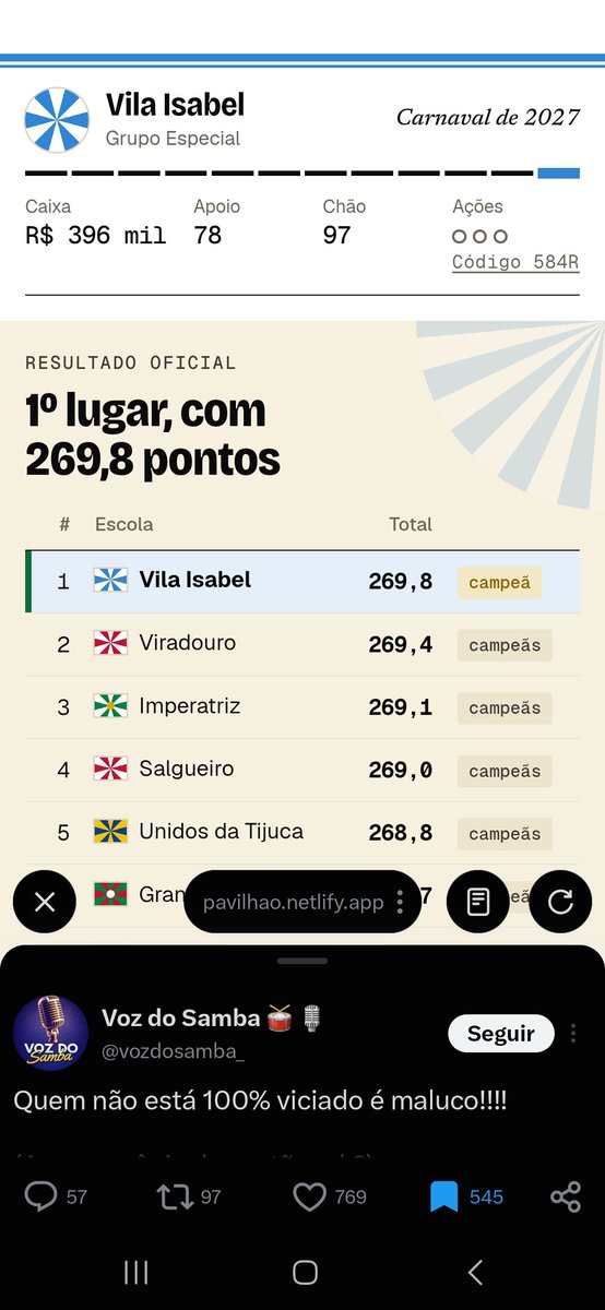 mirandaygor5's tweet photo. @opiordocarnaval Eu consegui um título pra Vila e um pra Mocinha 😅 https://t.co/Ptiezi7xhy