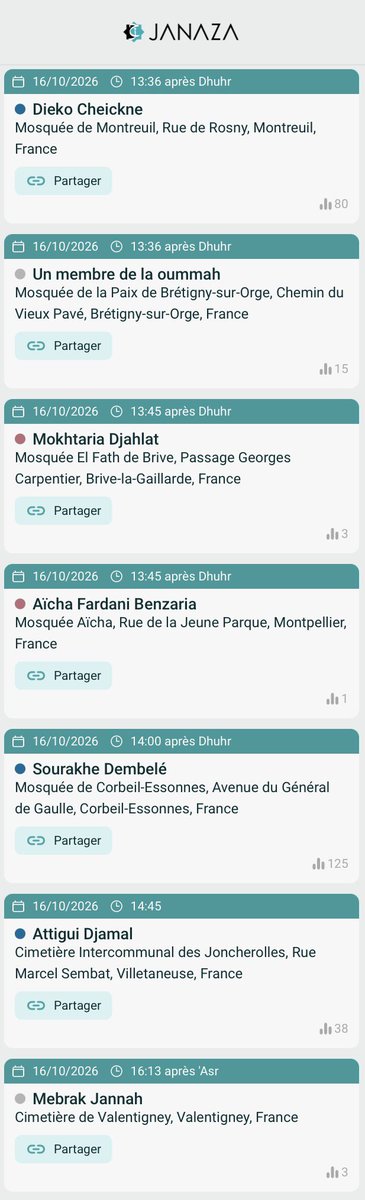 janaza_app's tweet photo. ⚰️ 28 Salât JANAZA pour demain
📅 Vendredi 16 octobre 2026

🌐 Ajoutez une Janaza : https://t.co/VoxFyYAr1P
📱 Téléchargez l’app iOS &amp; Android : https://t.co/Ckx5FQr3vd https://t.co/aUPuJIGop6