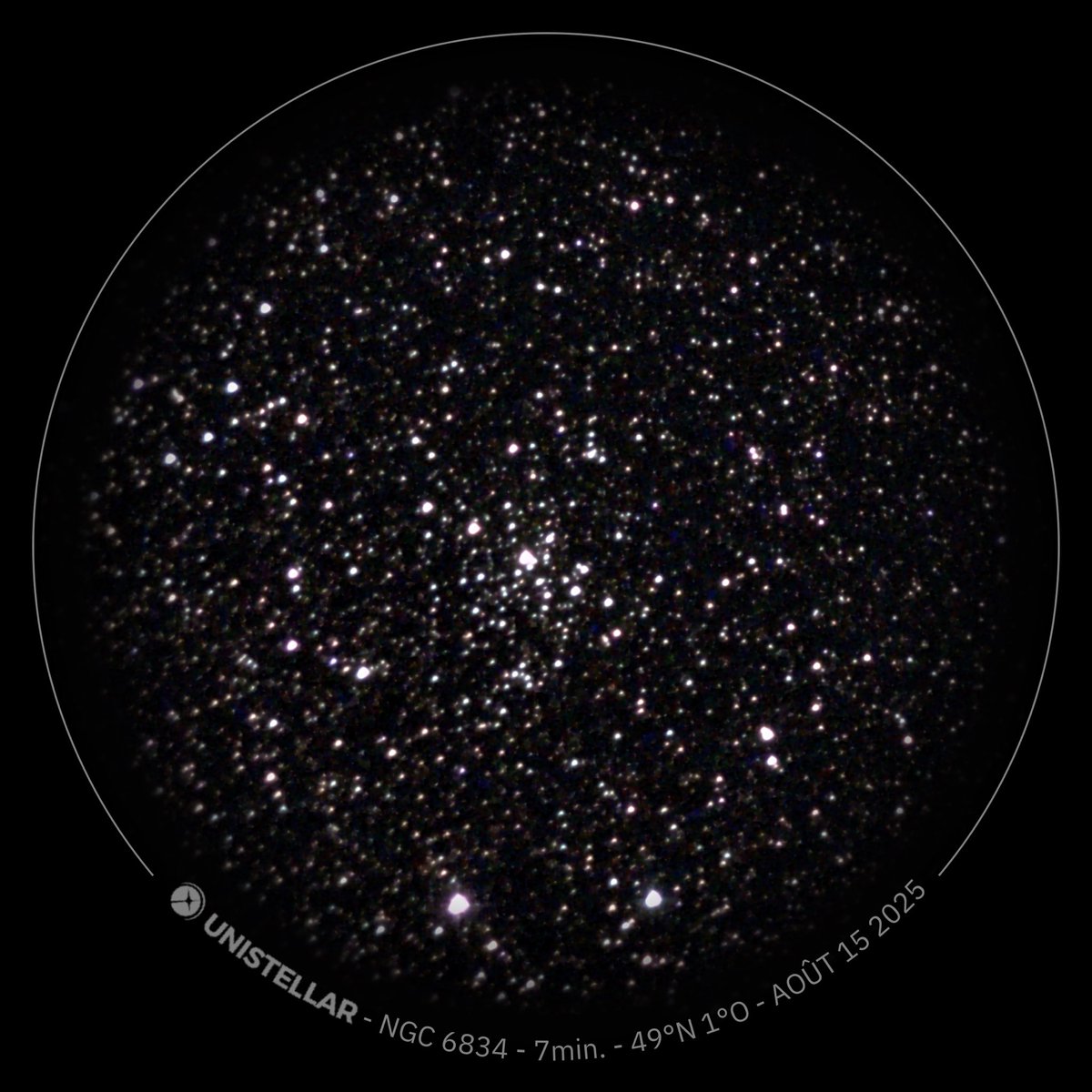 ahenk75's tweet photo. NGC6834, an open cluster, w/moderate star abundance & a slight concentration toward the centre, 7,000 ly away in Cygnus 🔭Img1 on Oct14, 2026 w/ @Unistellar #eVscope🔭Img2 on Sept4, 2025 w/@zwoastro #Seestar S50🔭Img3 on Aug15, 2025 w/ #eVscope #Space #Astronomy #lookingatthesky https://t.co/lCODgjT1QC
