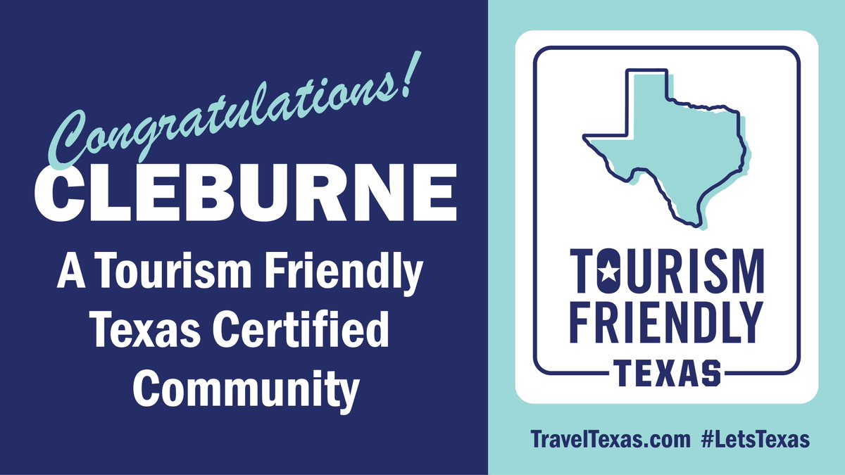 TexasEconDev's tweet photo. Congratulations to the @CityofCleburne on their designation as Texas’ newest Tourism Friendly Texas Certified Community by @TravelTexas! 

Cleburne’s state park and other outdoor attractions make it a fixture of Texas tourism. This designation recognizes the community’s commitment to welcoming visitors and supporting a strong local tourism economy. Read more: https://t.co/siRaMKfbrx