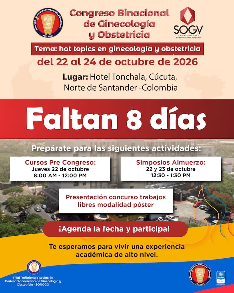 fecolsog's tweet photo. ¡Faltan 8 días! ⏳ 
Todo listo para el Congreso Binacional de Ginecología y Obstetricia FECOLSOG - SOGV del 22 al 24 de octubre en Cúcuta. https://t.co/Pf9M9xYz6a