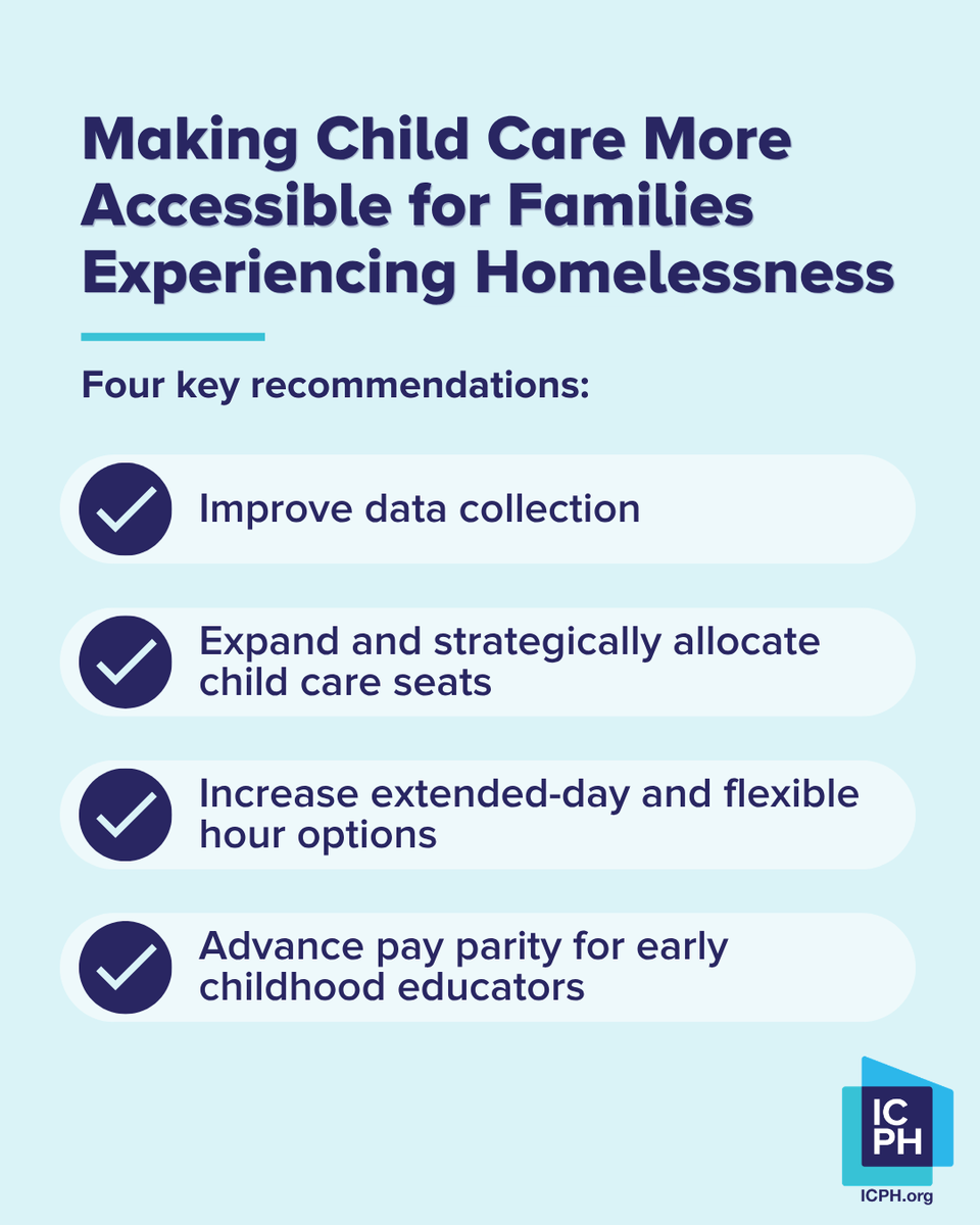 ICPH_homeless's tweet photo. Access to child care &amp; early childhood education can provide stability for families experiencing #homelessness by supporting young children's development while giving parents the flexibility to work, attend appointments &amp; pursue housing opportunities. [1/2] https://t.co/4iFhX3WNB8