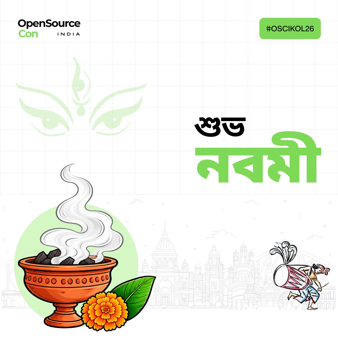 OpenSourceConIN's tweet photo. Dhunuchi naach &amp; peak festive energy! 🪔🥁💥

Wishing everyone an electrifying Shubho Nobomi! Let’s make tonight unforgettable! ⚡️

#OSCI2026 #ShubhoNobomi #DurgaPuja2026 https://t.co/wWJMiNoSm9