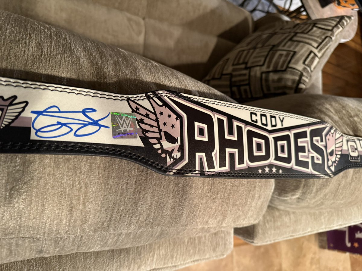 CodeMan316's tweet photo. THANK YOU, @CodyRhodes for being you. 

You give back to the fans every night! 

You sure made my son’s night when you picked him for the signed weight belt! 

We will always be your biggest fan! ❤️🤍💙 https://t.co/vMyD4USpc7