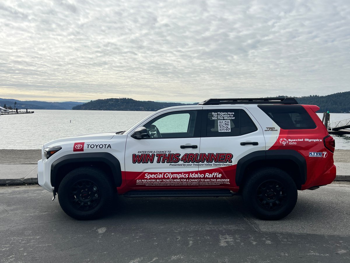 SOID's tweet photo. Our Toyota 4Runner is in Northern Idaho right now- what a view!🤩  You have just a couple of months left to enter to potentially WIN this 4RUNNER!  Tickets are only $25 and money raised goes right back to our athletes and programs. 
 https://t.co/TY1ecloZJI https://t.co/S2c8p3zoDC