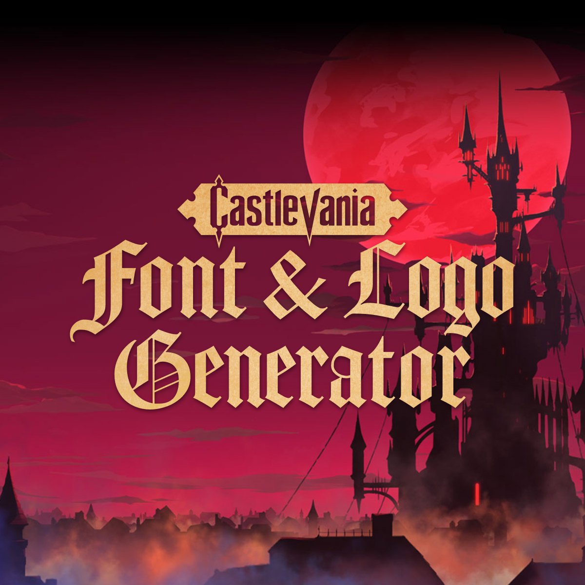 HelloPixelframe's tweet photo. You guessed it (well, most of you), the Castlevania Font &amp; Logo Generator is live now, based on the newest version as seen in the Belmont's Curse logo https://t.co/C3MXUiGACA https://t.co/k45JYiTYlK