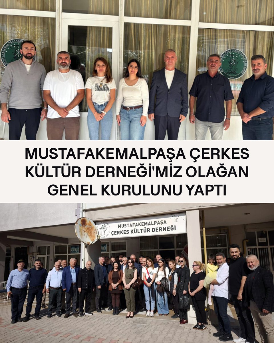 KAFFED's tweet photo. Mustafakemalpaşa Çerkes Kültür Derneğimiz Olağan genel kurulunu 11 Ekim 2026 Tarihinde yapmıştır. Olağan genel kurula Federasyonumuzu temsilen Teşkilatlanma ve Eğitimden sorumlu YK üyesi Canel ZAĞLI katılım sağlamış, federasyon çalışmaları ile ilgili genel kurula katılan üyelere bilgilendirme yapmıştır. Bursa Çerkes Kültür Derneği Başkanı Levent TURGUT ve YK üyelerinin de katıldığı yapılan olağan genel kurul neticesinde  Mustafakemalpaşa Çerkes Kültür Derneğimizin yetkili kurulları aşağıdaki şekilde oluşmuştur.
YÖNETİM KURULU ASİL
Başkan   :Ahmet KAZAN
Başkan Yardımcısı :İbrahim ÖZER BEYSİ
Sayman  :Meltem ŞAHİN
YK sekreteri  :Ergin ÖZDER
Üye   :Seher Türkay FENER
Üye   :Ramazan AKYIL
Üye   :Yasin KALI
YÖNETİM KURULU YEDEK
1-Ahmet ATIŞ
2-Aktuğ ŞEN
3-Fatih EMİR
4-Takha KANYILMAZ
5-Eray ADA
6-Aytekin ÖZDEMİR
7-Vedat KURT
DENETLEME KURULU ASİL
1-Turgut BALTA
2-İsmail BARAM
3-Eren ÖZ
DENETLEME KURULU YEDEK
1-Caner FERİK
2-Alahaddin ÖZ
3-Engin DOĞAN
KAFFED DELEGELERİ
1-Ahmet KAZAN
2-İbrahim ÖZER BEYSİ
3-Yasin KALI
4-Ergin ÖZDER
5-Talha KANYILMAZ
6-Altuğ ŞEN
7-Serhat ŞENKUYUMCU
Toplumumuza yapmış oldukları çok değerli katkılarından dolayı görevi devreden Recep AYDAR başkanlığındaki yönetim kuruluna teşekkürlerimizi sunar,  yeni seçilen Ahmet KAZAN başkanlığındaki yöneyim kuruluna başarılar dileriz.