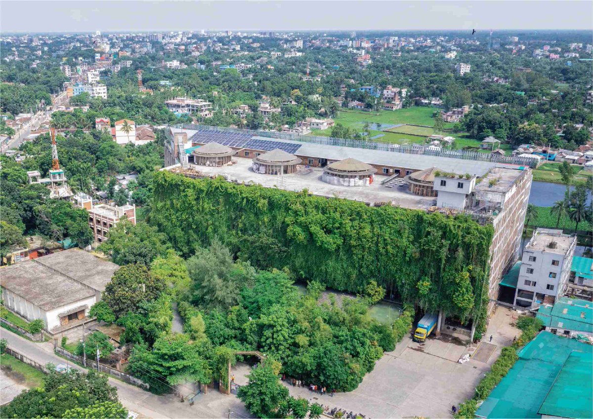RIBA's tweet photo. 🏆 The winner of the International Prize 2026 is Green Field Factory of Karupannya Rangpur Limited, Bangladesh, by Nakshabid Architects

Offering an alternative model for factory design and operation, its a bold reimagining of industrial architecture: https://t.co/ZfvT8yfNjK https://t.co/ryiVDZ8GM5