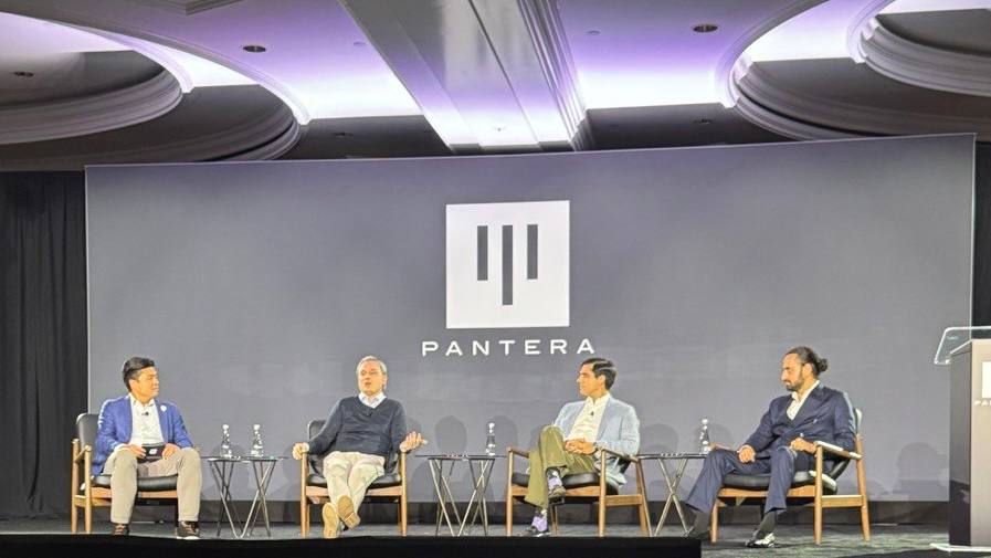 BenditOnchain's tweet photo. Great to see @doctorfission on stage with @iandebode (@Ondo) and @0xSehaj (@verantaxyz) at the 2026 Pantera Blockchain Summit! https://t.co/ptoaVfkhm0