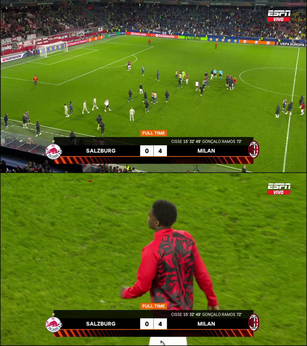 TheLokiLad's tweet photo. 🔚 FULLTIME
🇦🇹 RB Salzburg 0-4 AC Milan 🇮🇹
▪️ Milan cruise past RB Salzburg thanks to a hat-trick from teenager Alphadjo Cissè.
#UEL #SALMIL https://t.co/Zab128CBzK