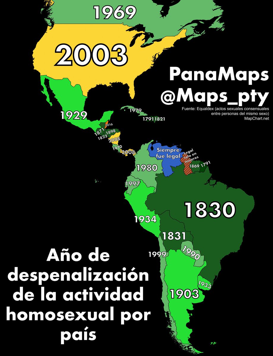 Maps_Pty's tweet photo. Año de despenalización de la actividad homosexual por país 🏳️‍🌈 https://t.co/QDll490a5Z