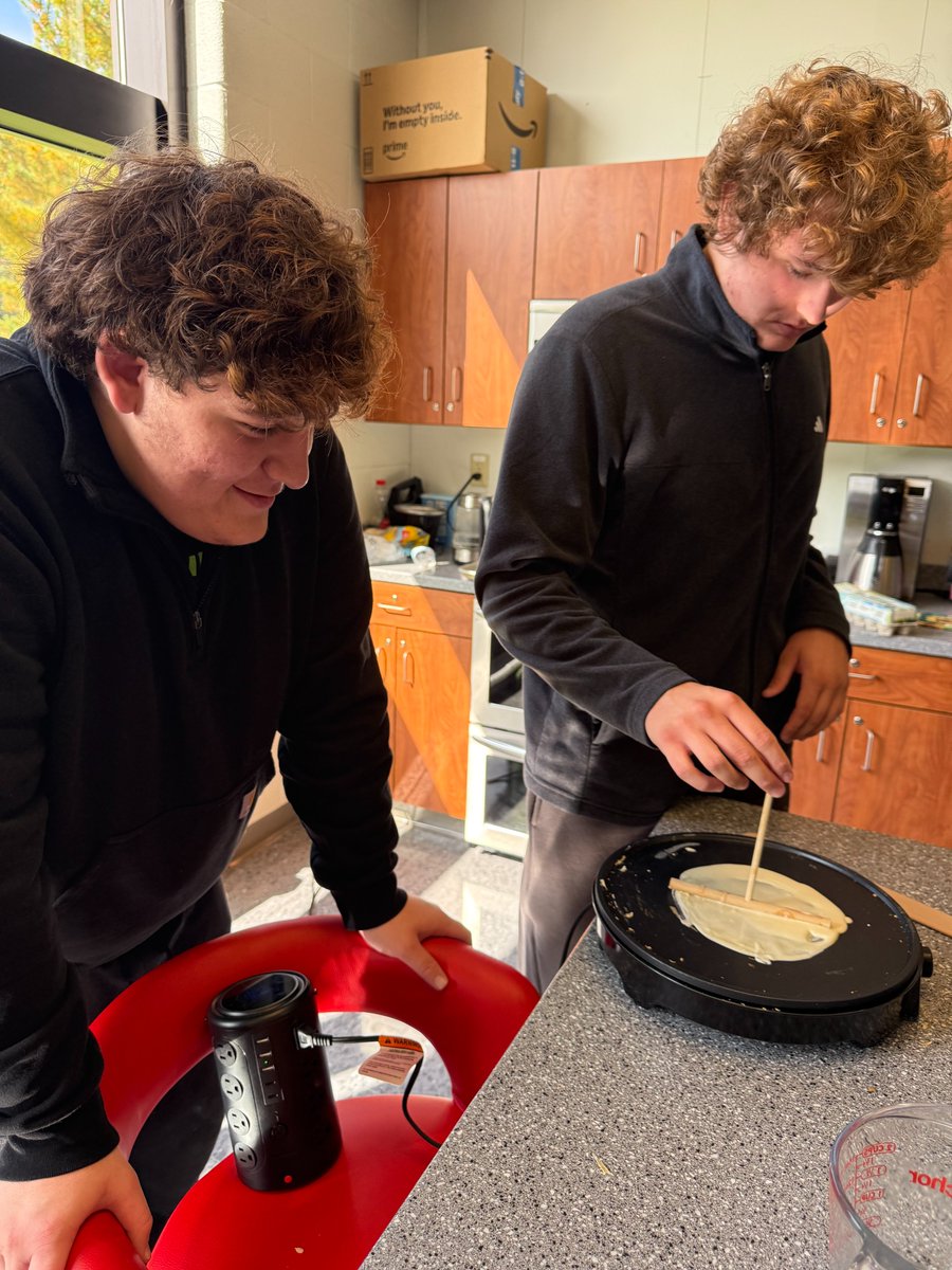 MassillonSchool's tweet photo. Crêpe Day in French Class!🥞

Madame Boone's French classes brought a taste of France into the classroom as they learned to make traditional crêpes! Students used authentic crêpe-making tools and practiced spreading the batter and flipping their crêpes. https://t.co/LR8UgBBHVs