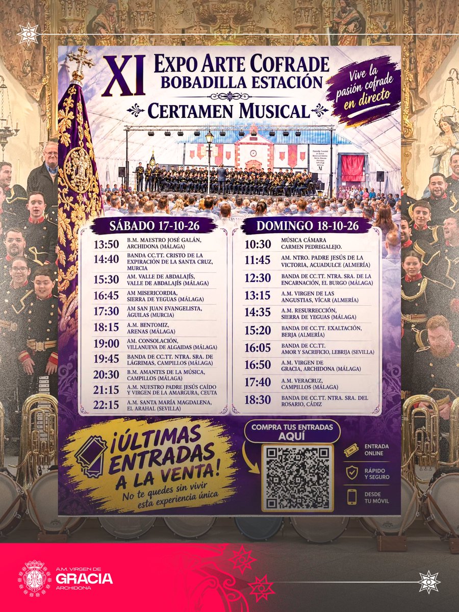 AMVGRA's tweet photo. El próximo domingo 18/10 volvemos a participar en una nueva edición de la @expoartecofrade.
Nuestra actuación tendrá lugar a las 16:50h, próximamente anunciaremos el repertorio elegido para la ocasión. Os adelantamos que tenemos preparada una sorpresa que no os podéis perder 😁

#sonesAMVGRA