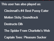 Octopimp's tweet photo. Steam name roundup for the month https://t.co/I1KeEdyULO