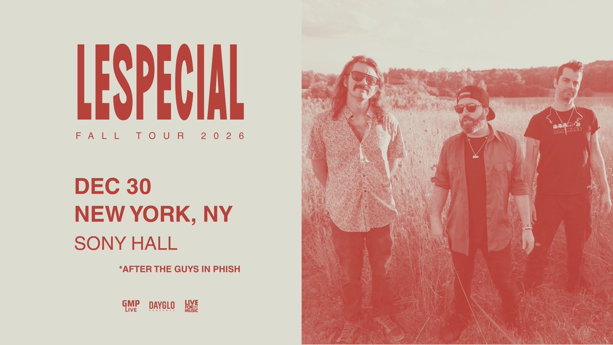 SonyHall's tweet photo. TICKETS ARE ON SALE NOW! Catch lespecial live at Sony Hall on December 30th — an unforgettable night of heavy grooves and dark future rock awaits! Grab your tickets now!

https://t.co/Ab5AJQBnp7 https://t.co/tCR11bgGrp
