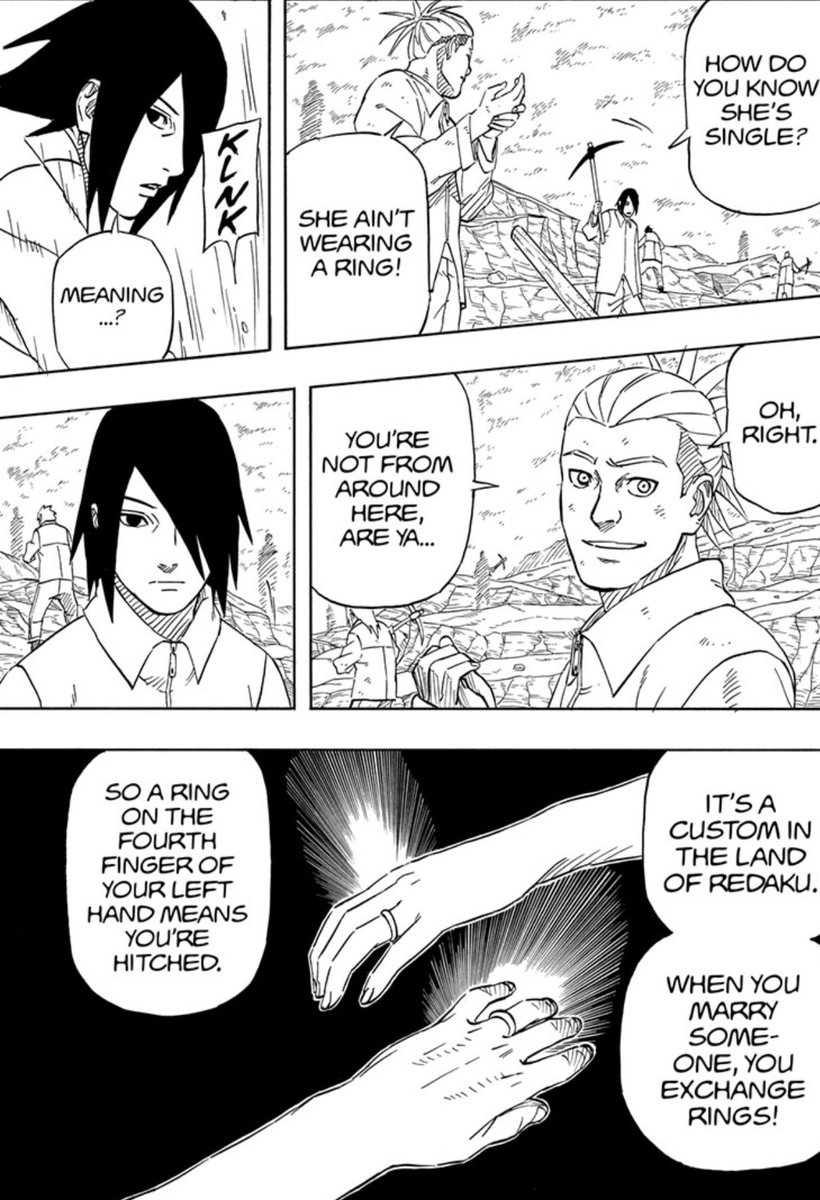 yurisasusaku's tweet photo. Sasuke heard men calling Sakura pretty and assume she was single and put a ring on her IMMEDIATELY 😭 https://t.co/R8TUKul3U1