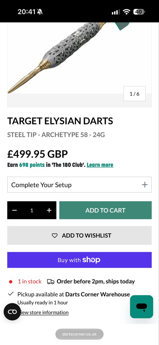 DadDoesDarts180's tweet photo. @TargetDarts Target Elysian Archetype 58 showing in stock @DartsCorner  for anyone looking for a set https://t.co/05utXxKvuC https://t.co/SqUm7Z02yY