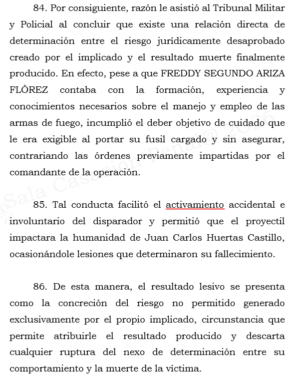 loviedoH's tweet photo. Corte S. Rad. 65011/26. Homicidio Culposo.

Concurrencia de culpas. De las teorías de Cancio Meliá y Silva Sánchez al respecto. Al accionarse accidentalmente el arma por no tenerla asegurada el acusado creó un riesgo jurídicamente no permitido materializado en el resultado. https://t.co/Av8qEc0kIj