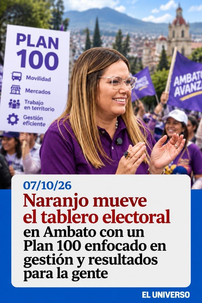 MirandaZamz2's tweet photo. Se nota cuando hay planificación y visión clara para la ciudad. Que Lisette Naranjo proponga intervenir cuatro barrios por semana en temas tan críticos como alumbrado, vialidad y seguridad es justo el ritmo de trabajo que Ambato ha estado esperando https://t.co/YOY1NZwANj