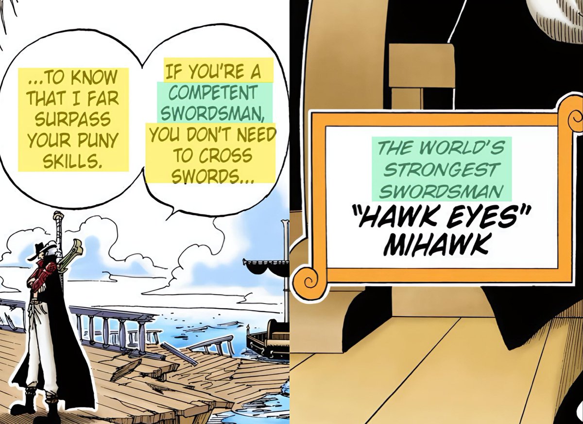 Laughtale7x's tweet photo. Mihawk à donc nécessairement une grosse capacité à connaître le niveau de quelqu'un 
(Qui est plus fort ? A quelle point ?)

 => (Via Hdo/Expérience) https://t.co/e1n6CgC3Od