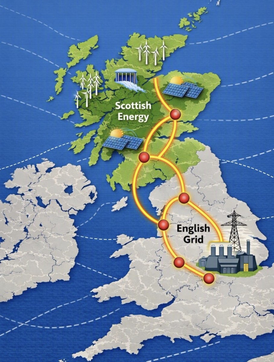 happymonkey1874's tweet photo. Scotland is a net producer of energy.

Our neighbour has spent millions on huge transmission cables that sends over 21.7 TWh for use in England...

The indicative annual wholesale value of this transfer is £1.7 BILLION pounds every YEAR!

Better Together?

#EnergyTheft #FreeLeccy https://t.co/fhGueXG9rf