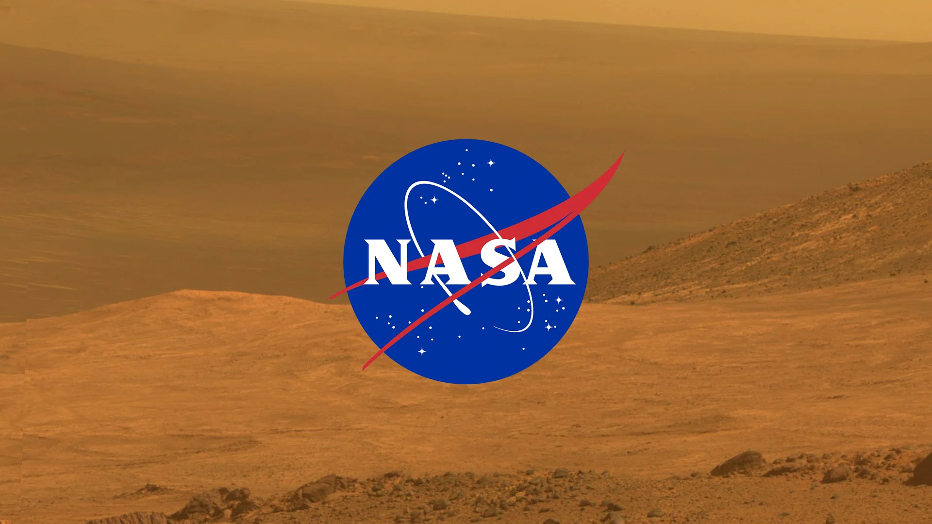 The blue NASA "meatball" insignia overlaid on top of a Martian background.